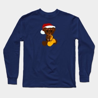 Eddie's Teddy w/Santa Hat Long Sleeve T-Shirt